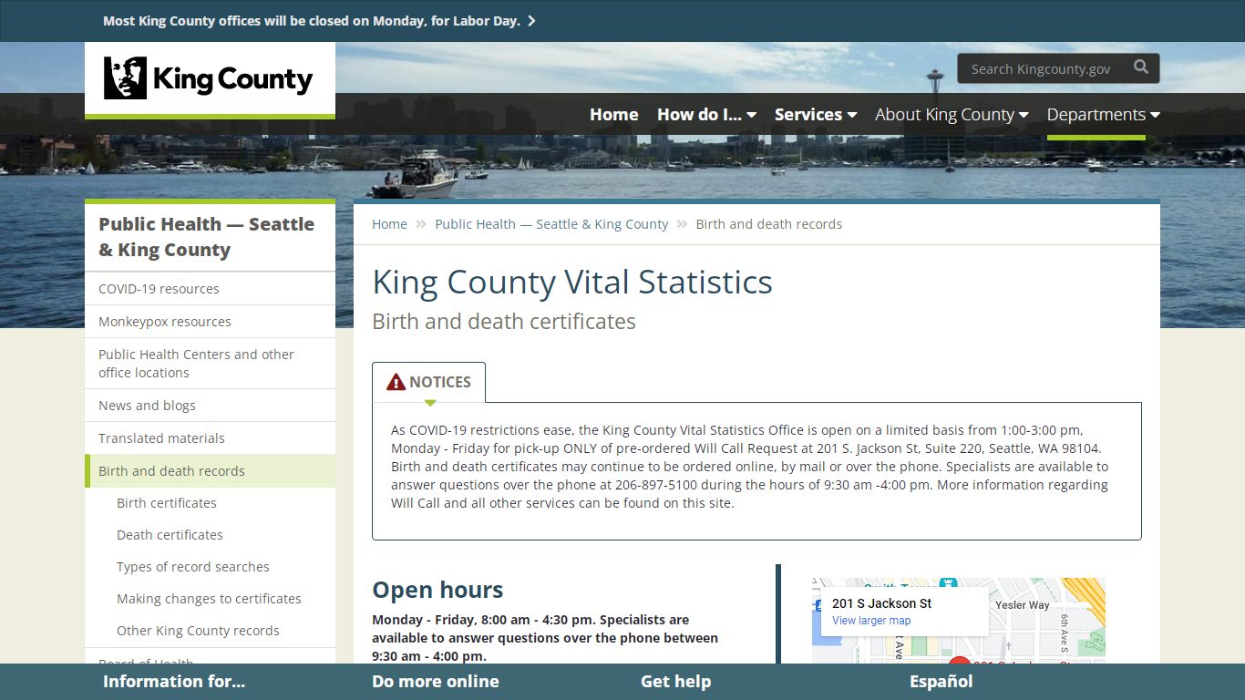 King County Vital Statistics - King County